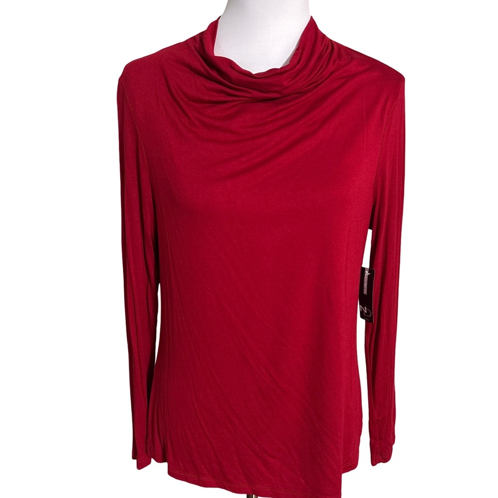 New Directions Red Cowl Neck Blouse